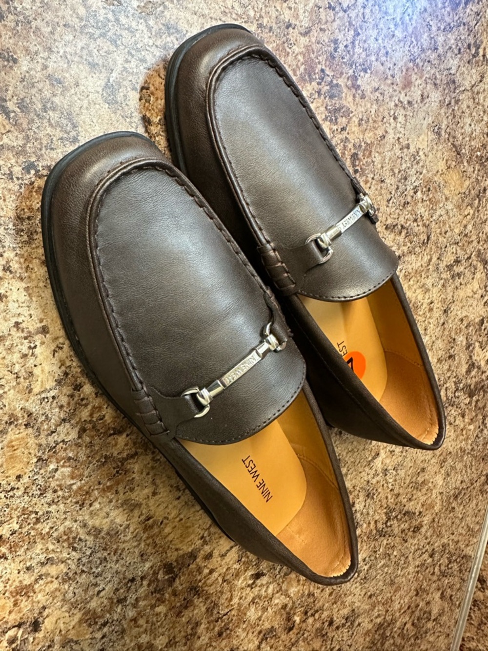 Nine West Brown Leather Bit-Detail Men’s Slip-On Loafers